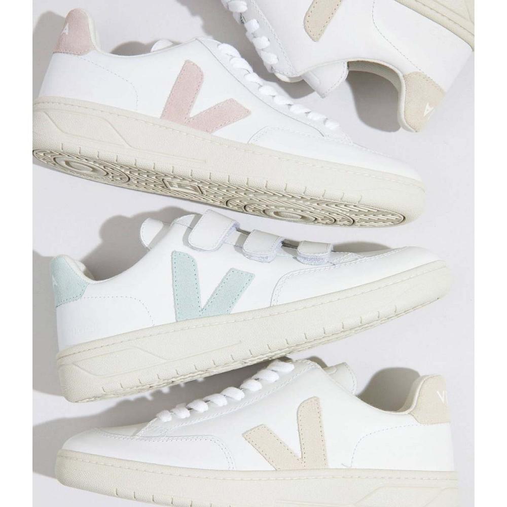 Veja V-12 LEATHER Tornacipő Férfi White/Pink | HU 342OKI